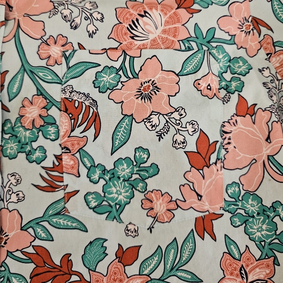 Lands' End Floral No Iron Supima 100% Cotton Lightweight 3/4 Sleeve Tunic W's 16 - Picture 7 of 15